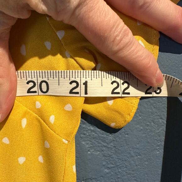 Lush Size Medium Polka Dot Blouse Mustard Yellow Golden Yellow and white - Picture 6 of 6